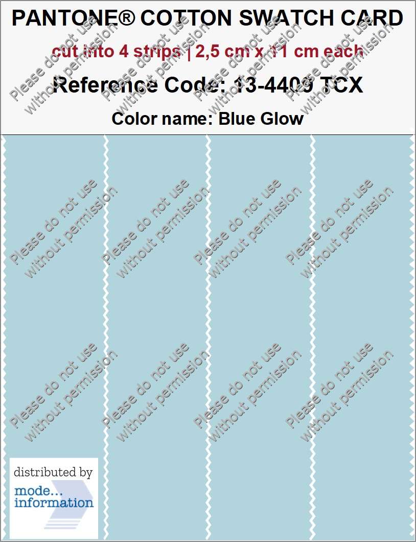 PANTONE COTTON SWATCH CARD 13-4409 TCX Blue Glow (cut into 4 strips | 2,5 cm x 11 cm)