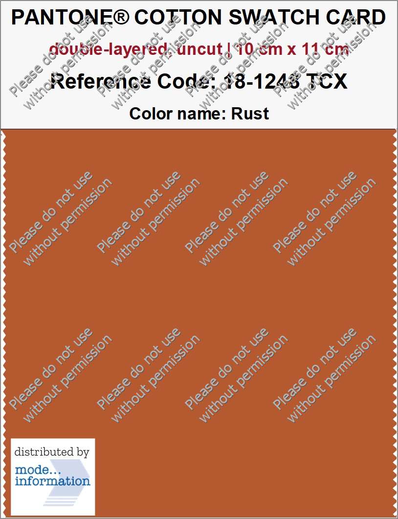 PANTONE COTTON SWATCH CARD 18-1248 TCX Rust (double-layered, uncut | 10 cm x 11 cm)