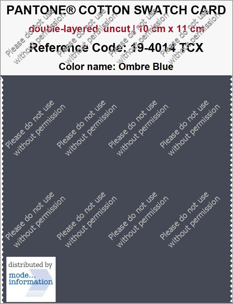 PANTONE COTTON SWATCH CARD 19-4014 TCX Ombre Blue (double-layered, uncut | 10 cm x 11 cm)