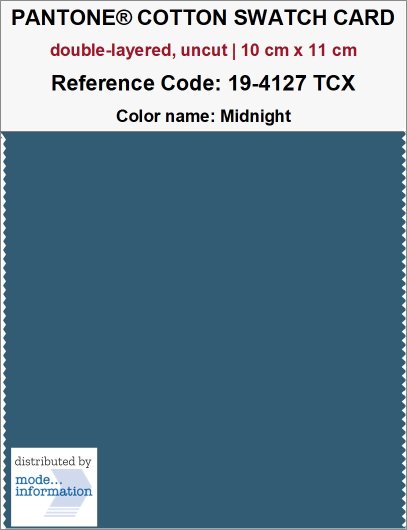 PANTONE COTTON SWATCH CARD 19-4127 TCX Midnight (double-layered, unc…