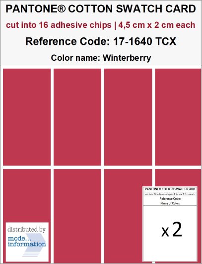 PANTONE COTTON SWATCH CARD 17-1640 TCX Winterberry (cut into 16 adhe…