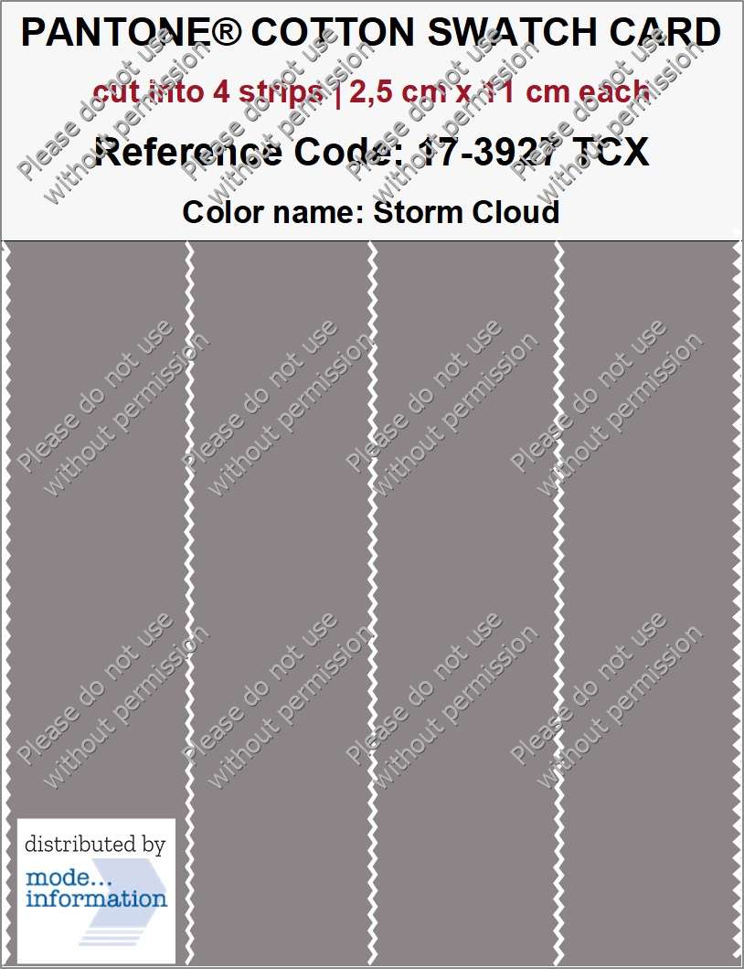 PANTONE® COTTON SWATCH CARD 17-3927 TCX Storm Cloud (4_strips)
