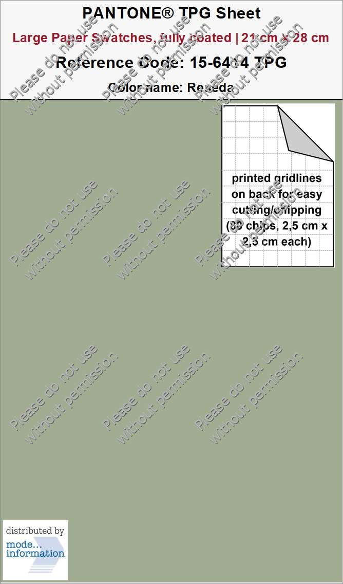 PANTONE TPG Sheet 15-6414 TPG Reseda (Large Paper Swatch Card, fully coated | 21 cm x 28 cm)